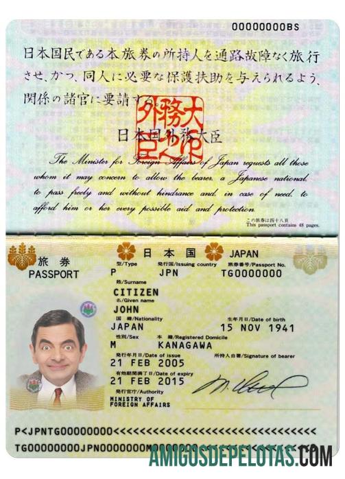 Passaporte JAPÃO 2005 2015 exemplo real